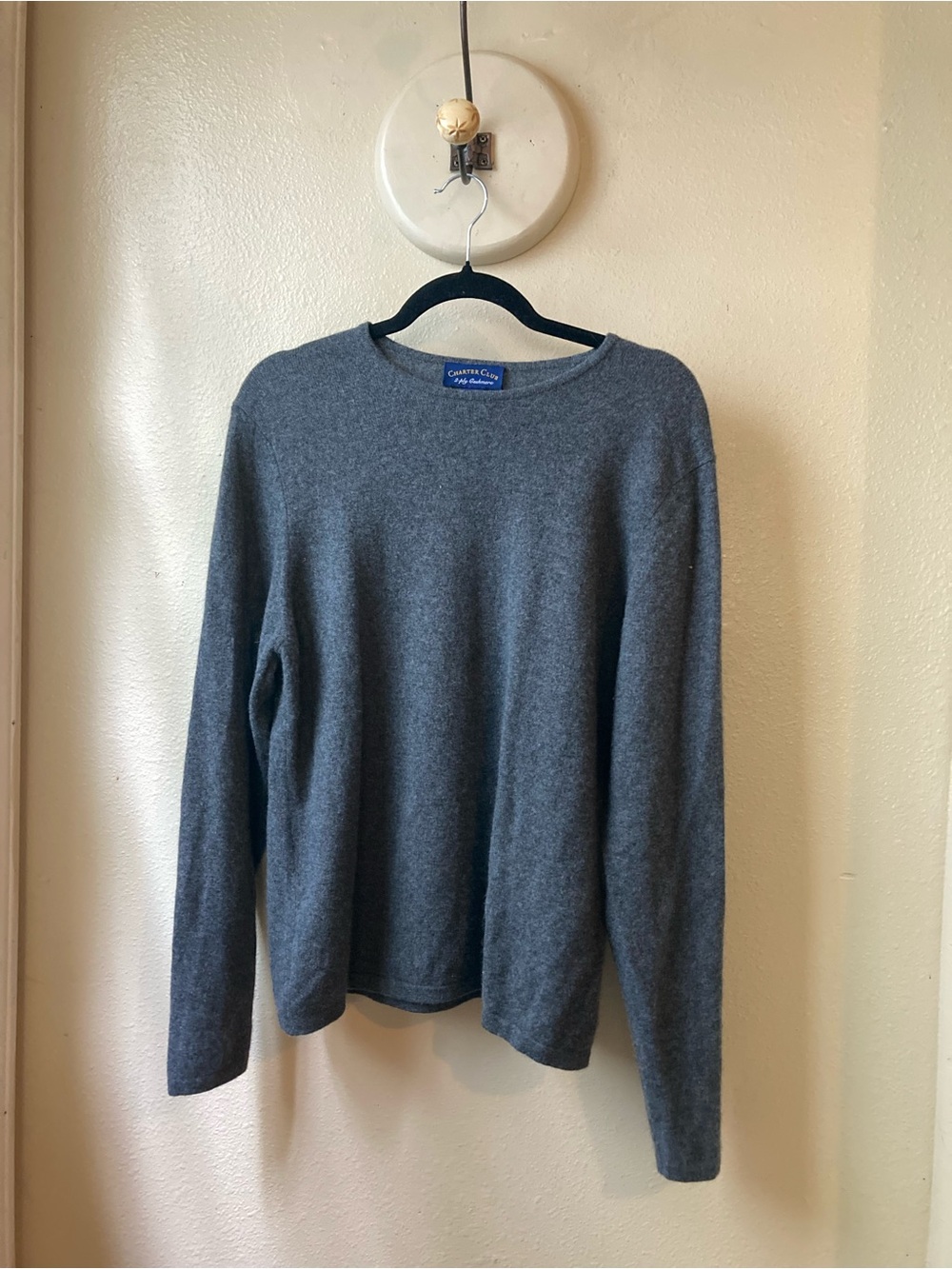 Charter Club 100% Cashmere Crewneck Sweater in Dark Heather Gray Size L Women’s
